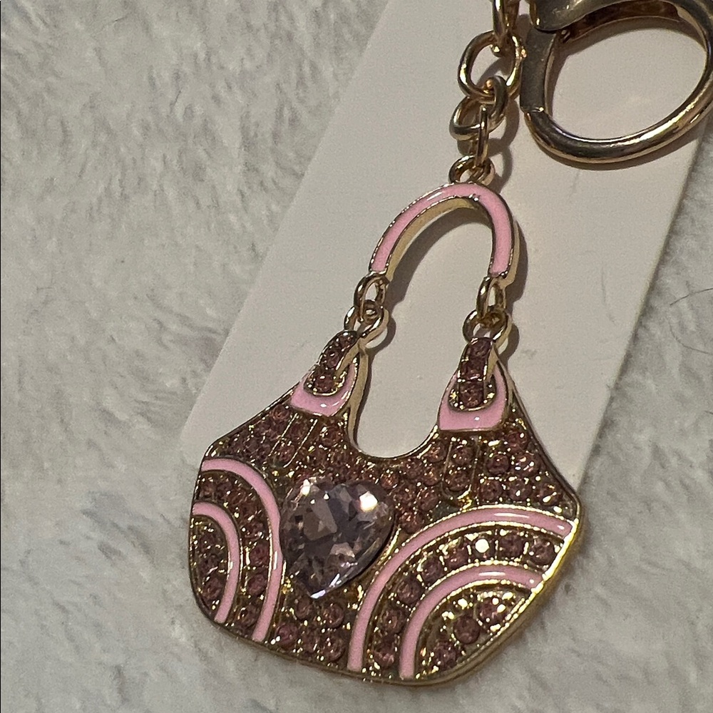 Pink and Gold Handbag Keychain - Picture 2 of 4